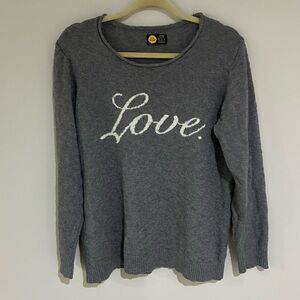 Life Is Good “Love.” Gray sweater. Size medium.